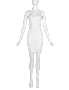 Azzedine Alaia Vintage SS 1991 White Textured Paneled Bodycon Mini Dress