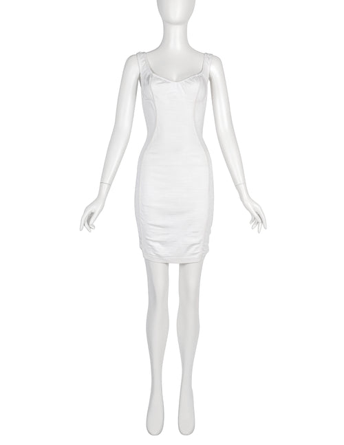 Azzedine Alaia Vintage SS 1991 White Textured Paneled Bodycon Mini Dre   Amarcord Vintage Fashion