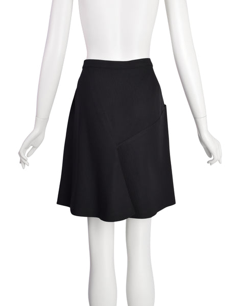 Azzedine Alaia Vintage 1980s Black Ribbed Jacket and Skirt Suit
