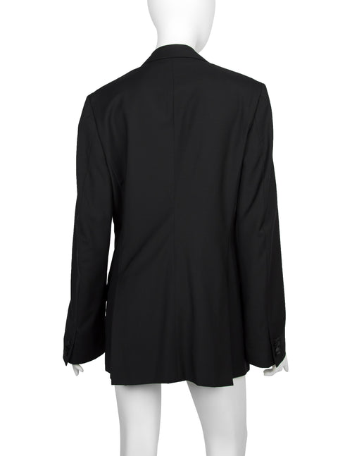 Alexander McQueen Vintage SS 2007 Black Wool Satin Feather Lapel