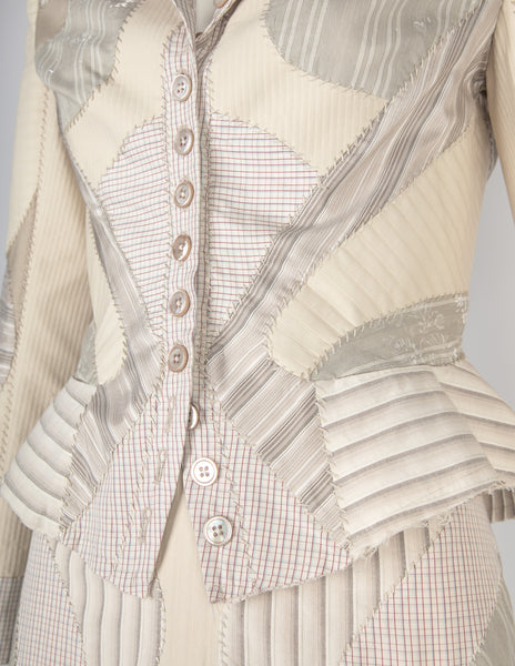Alexander McQueen Vintage SS 2004 Deliverance Iconic Patchwork Jacket Skirt Suit