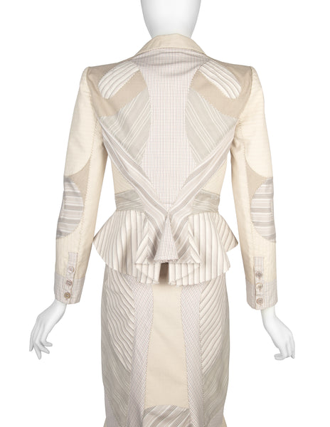 Alexander McQueen Vintage SS 2004 Deliverance Iconic Patchwork Jacket Skirt Suit
