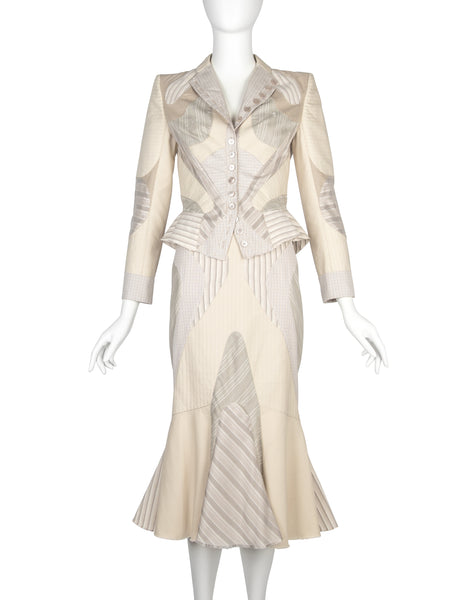 Alexander McQueen Vintage SS 2004 Deliverance Iconic Patchwork Jacket Skirt Suit