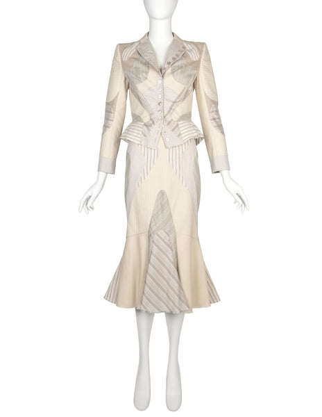 Alexander McQueen Vintage SS 2004 Deliverance Iconic Patchwork Jacket Skirt Suit