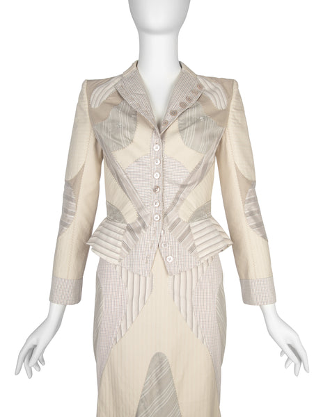 Alexander McQueen Vintage SS 2004 Deliverance Iconic Patchwork Jacket Skirt Suit