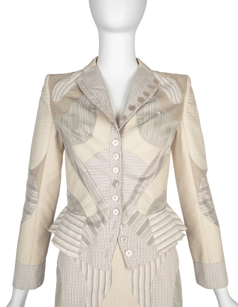 Alexander McQueen Vintage SS 2004 Deliverance Iconic Patchwork Jacket Skirt Suit