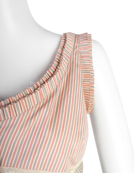 Alexander McQueen Vintage SS 2004 'Deliverance' Collection Patchwork Pinstripe Lace Top