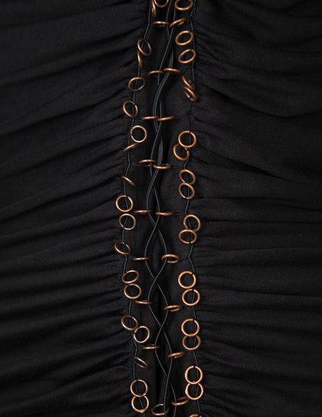Alexander McQueen Vintage AW 2002 'Supercalifragilistic' Collection Black Silk Blend Lace Up Tank Top
