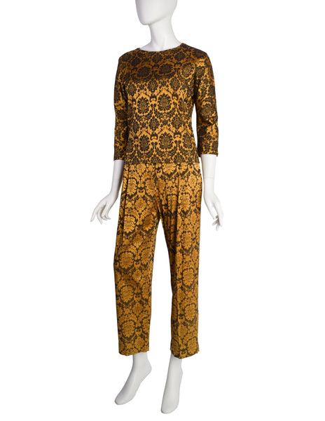 Alexander McQueen Vintage SS 1997 'La Poupee' Orange and Black Damask Top and Pant Ensemble