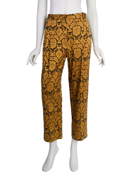 Alexander McQueen Vintage SS 1997 'La Poupee' Orange and Black Damask Top and Pant Ensemble