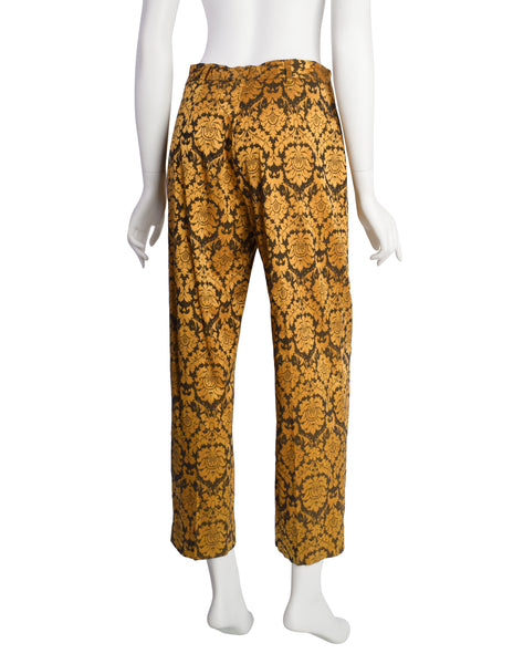 Alexander McQueen Vintage SS 1997 'La Poupee' Orange and Black Damask Top and Pant Ensemble