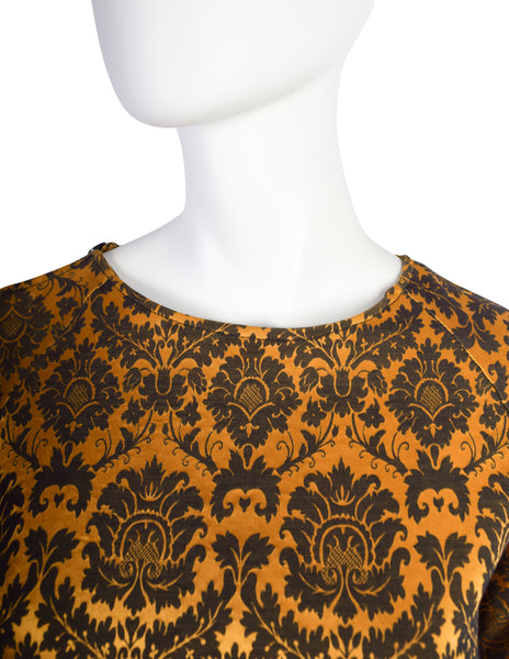 Alexander McQueen Vintage SS 1997 'La Poupee' Orange and Black Damask Top and Pant Ensemble