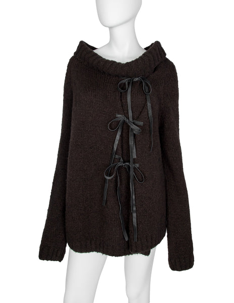Ann Demeulemeester Vintage AW 2002 Brown Wool Oversized Sweater