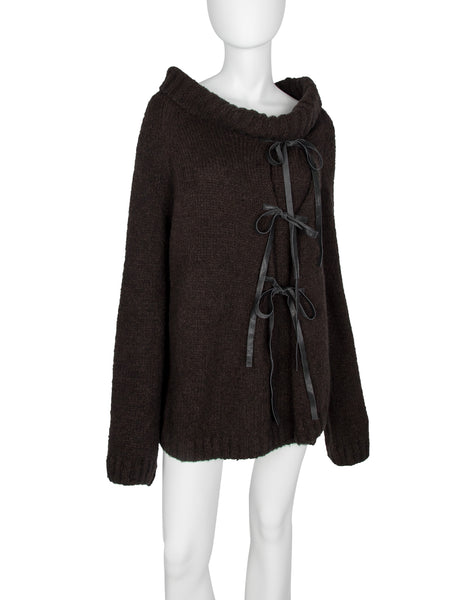 Ann Demeulemeester Vintage AW 2002 Brown Wool Oversized Sweater