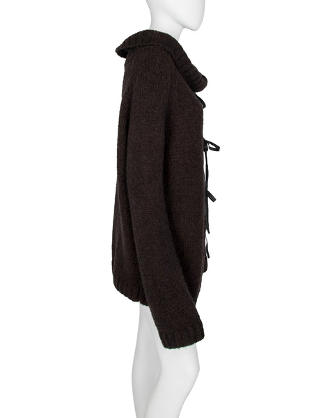 Ann Demeulemeester Vintage AW 2002 Brown Wool Oversized Sweater