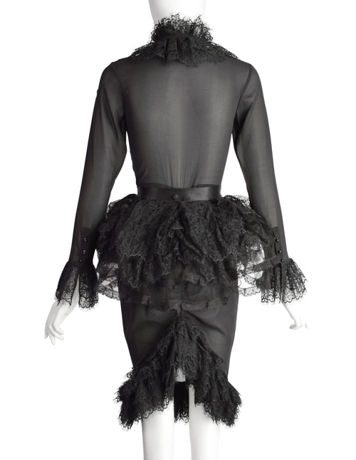 Agent Provocateur Black Sheer Silk and Lace Dress with Bustle – Amarcord Vintage Fashion