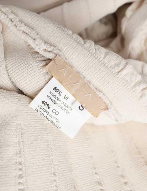 Alaia Vintage SS 2009 Light Beige Ruched Inset Knit Flounce