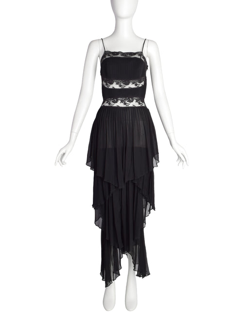 Alberta Ferretti Vintage AW 1993 Phenomenal Pleated Tiered Black Silk –  Amarcord Vintage Fashion