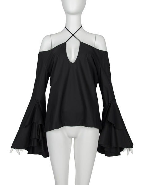 Alexander McQueen Vintage SS 2002 'Dance of the Twisted Bull' Collection Black Ruffle Top