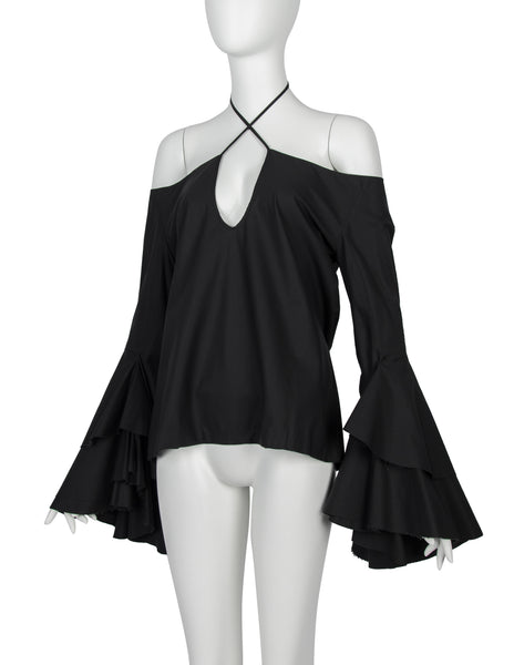 Alexander McQueen Vintage SS 2002 'Dance of the Twisted Bull' Collection Black Ruffle Top