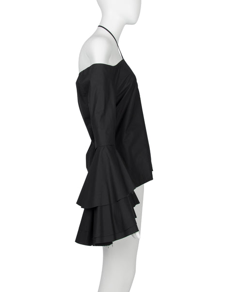 Alexander McQueen Vintage SS 2002 'Dance of the Twisted Bull' Collection Black Ruffle Top