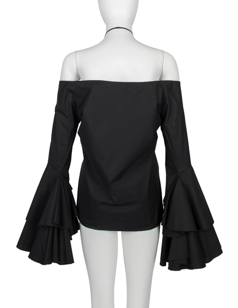 Alexander McQueen Vintage SS 2002 'Dance of the Twisted Bull' Collection Black Ruffle Top