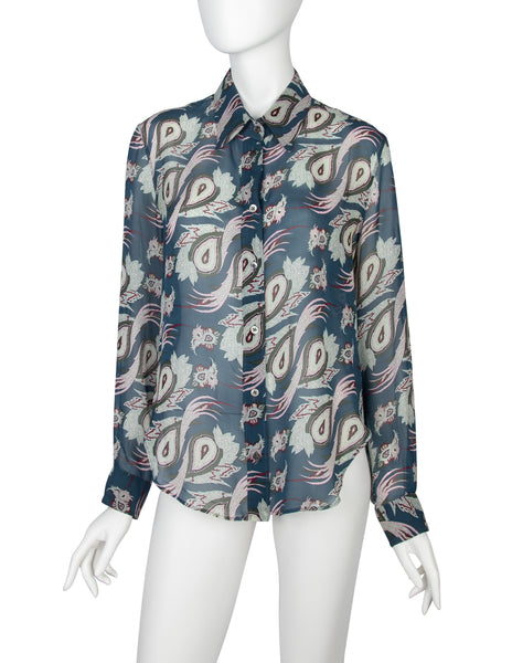 Alexander McQueen Vintage SS 2001 Voss Collection Paisley Print Silk Shirt