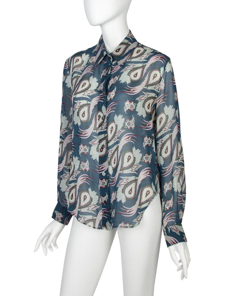 Alexander McQueen Vintage SS 2001 Voss Collection Paisley Print Silk Shirt