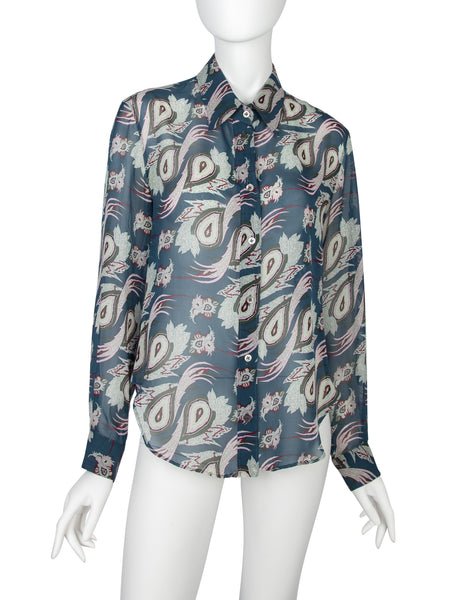 Alexander McQueen Vintage SS 2001 Voss Collection Paisley Print Silk Shirt