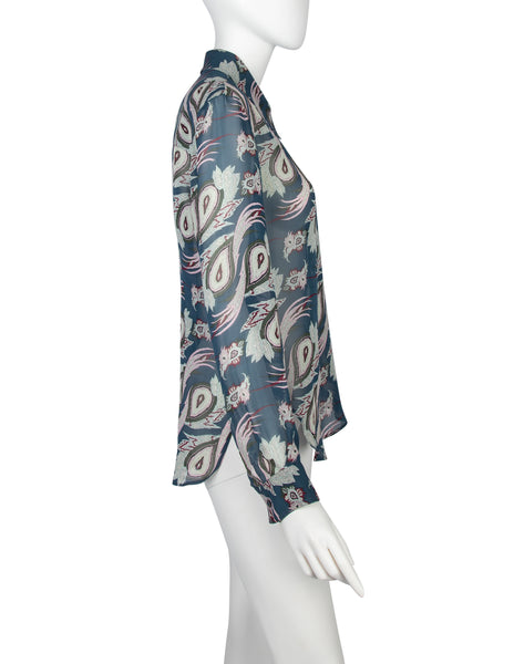 Alexander McQueen Vintage SS 2001 Voss Collection Paisley Print Silk Shirt