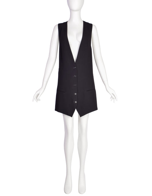 Ann Demeulemeester Vintage Black Long Line Vest Mini Dress – Amarcord  Vintage Fashion