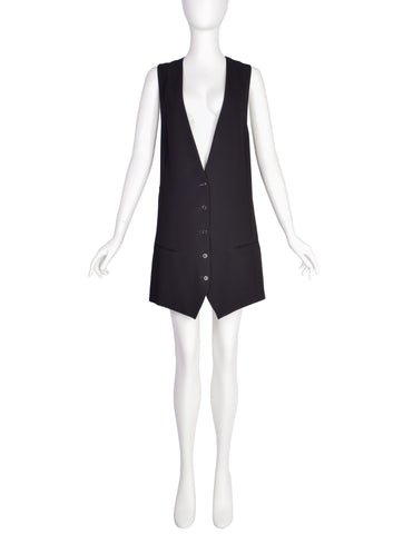 Ann Demeulemeester Vintage Black Long Line Vest Mini Dress