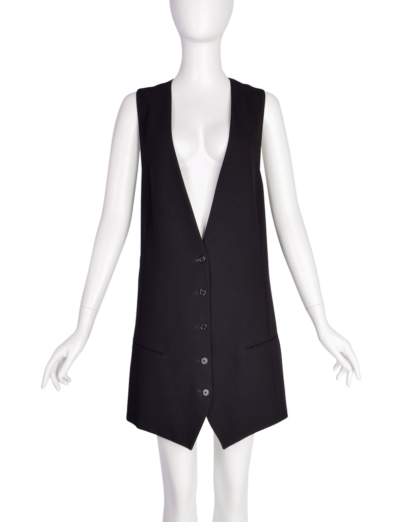 Ann Demeulemeester Vintage Black Long Line Vest Mini Dress Amarcord Vintage Fashion Ann Demeulemeester Vintage Black Long Line Vest Mini Dress Amarcord Vintage Fashion