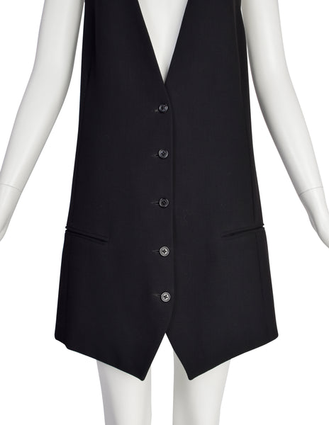 Ann Demeulemeester Vintage Black Long Line Vest Mini Dress