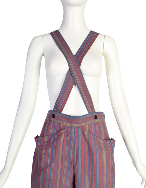 Anne-Marie Beretta Vintage SS 1981 Muted Striped Linen Top and Shorts Ensemble