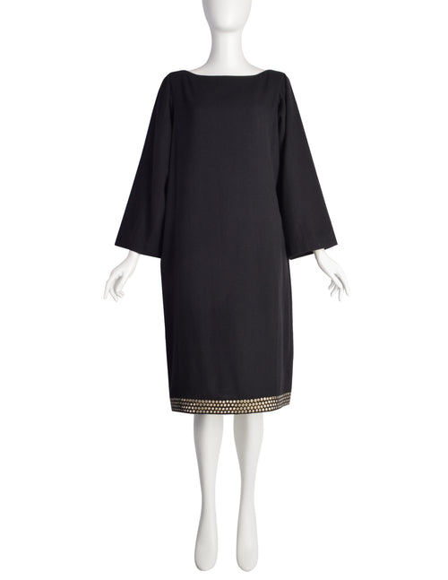 Azzedine Alaia Vintage 1980s Black Wool Grommet Trimmed Dress – Amarcord Vintage Fashion