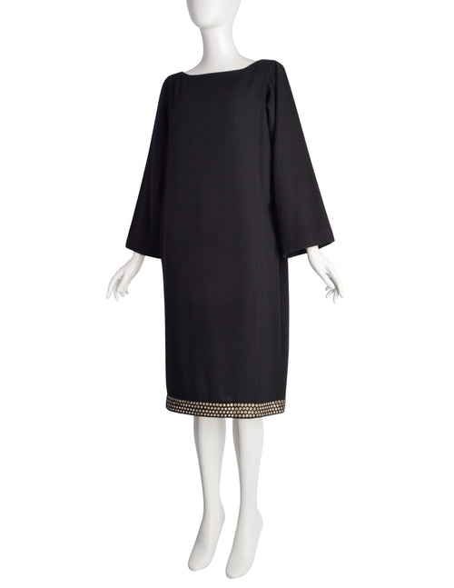 Azzedine Alaia Vintage 1980s Black Wool Grommet Trimmed Dress – Amarcord  Vintage Fashion