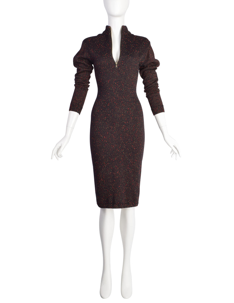 Azzedine Alaia Vintage AW 1986 Iconic Black Multicolor Fleck Knit Wool Amarcord Vintage Fashion Azzedine Alaia Vintage AW 1986 Iconic Black Multicolor Fleck Knit Wool Amarcord Vintage Fashion