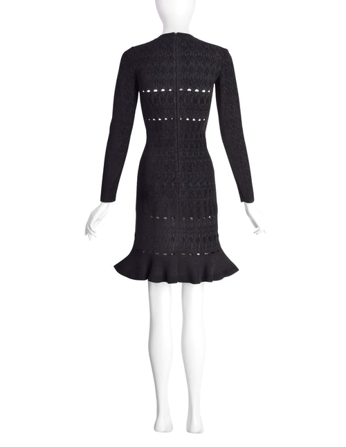 Azzedine Alaia AW 2009 Black Chenille Jacquard Ruffle Bodycon Dress – Amarcord Vintage Fashion Azzedine Alaia AW 2009 Black Chenille Jacquard Ruffle Bodycon Dress – Amarcord Vintage Fashion