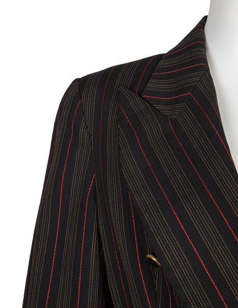Christian Dior by Gianfranco Ferre Vintage AW 1994 Black Red Striped Jacket and Pant Suit
