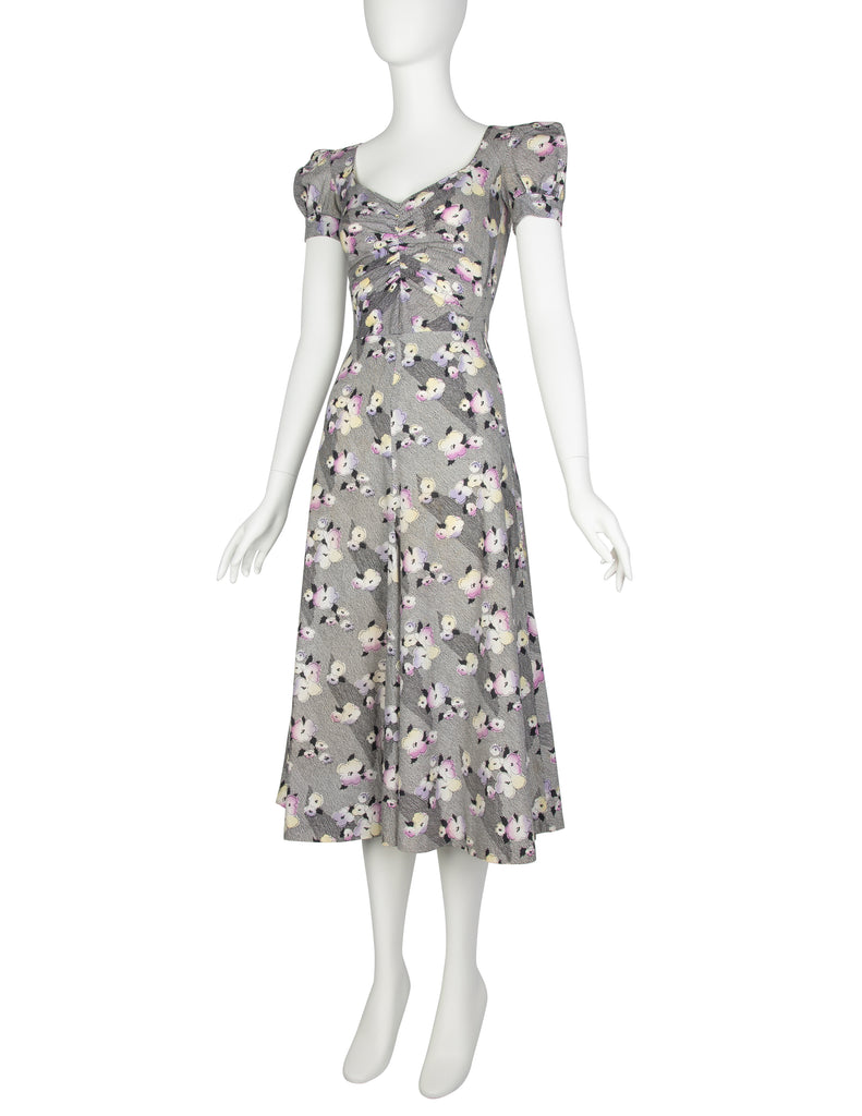 BIBA Vintage 1970s Black White Pastel Floral Cotton Dress – Amarcord Vintage Fashion