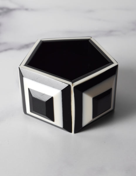 Marion Godart Vintage Black & White Geometric Resin Bracelet