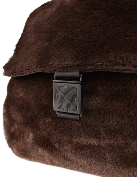Bottega Veneta Vintage 1990s Brown Faux Fur Leather Backpack