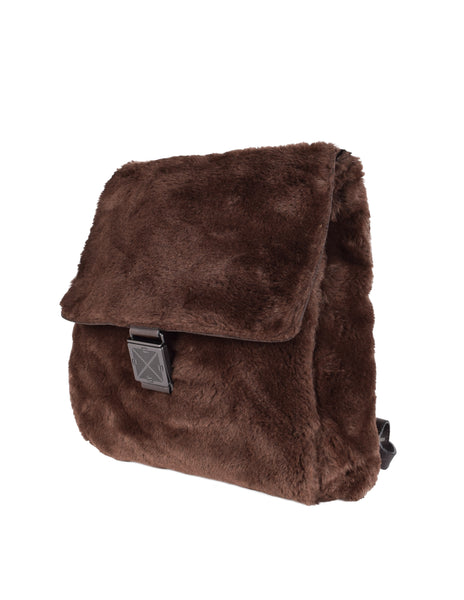 Bottega Veneta Vintage 1990s Brown Faux Fur Leather Backpack