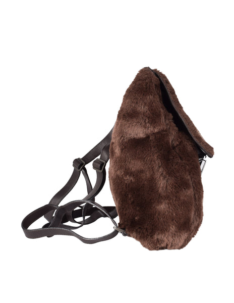 Bottega Veneta Vintage 1990s Brown Faux Fur Leather Backpack
