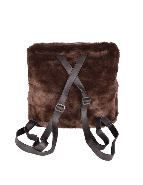 Bottega Veneta Vintage 1990s Brown Faux Fur Leather Backpack