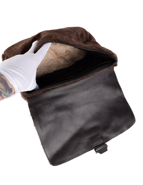 Bottega Veneta Vintage 1990s Brown Faux Fur Leather Backpack