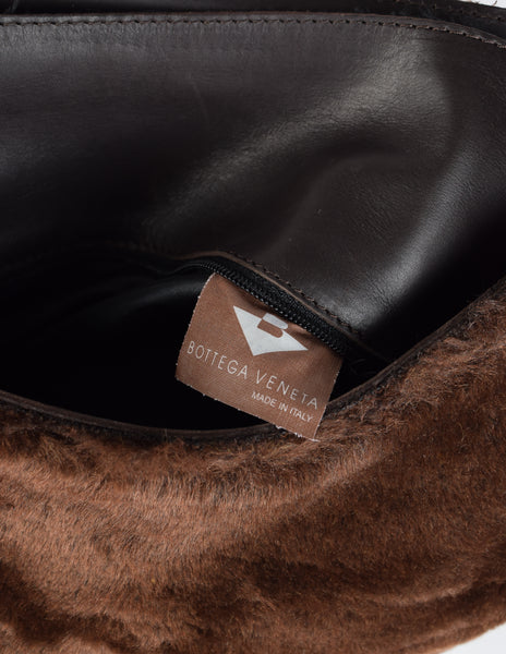 Bottega Veneta Vintage 1990s Brown Faux Fur Leather Backpack