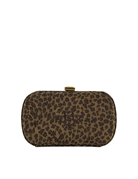 Bottega Veneta Vintage 1990s Leopard Print Nylon Box Clutch Bag