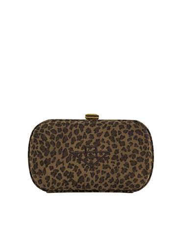 Bottega Veneta Vintage 1990s Leopard Print Nylon Box Clutch Bag